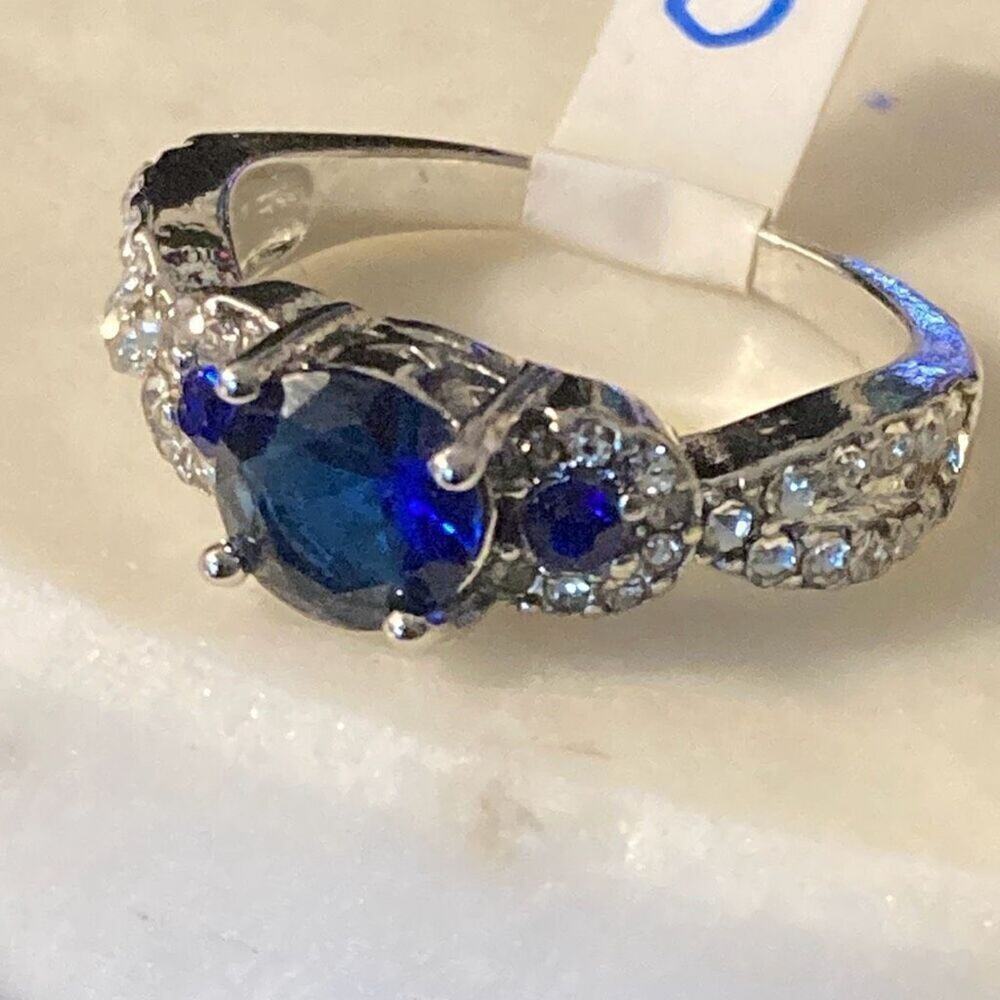 fashion ring silver cz sapphire 8 - special occasion wedding engagement